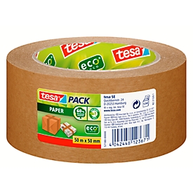 Cinta tesapack® Papel ecoLogo®, de papel, 50 m x 50 mm, Espesor 107 µ, 6 rollos