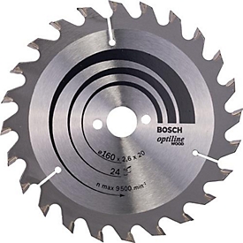 Cirkelzaagblad Optiline Hout AD 160mm Z.24 WZ Bohr.20mm Schnitt-B.2,6mm