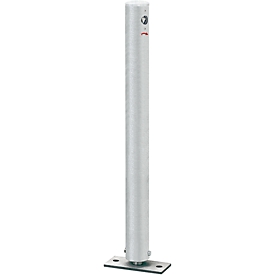 Cityring steel bollard, hinged, triangular fireman's lock, base plate