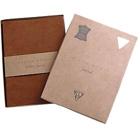 Clairefontaine Carnet de notes Flying Spirit, DIN A5, 90 feuilles, ligné, relié avec du fil, couverture en cuir brillant, cognac