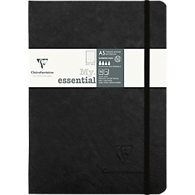 Clairefontaine Carnet de notes My Essentials Age Bag, 96 pages, DIN A5, 90g/m², numéroté, couture, quadrillage à pois, noir