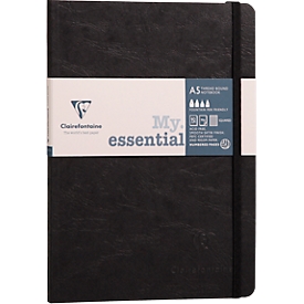 Clairefontaine Notizbuch My Essentials Age Bag, DIN A5, 96 Seiten, 90g/m², nummeriert, Fadenheftung, kariert, schwarz 