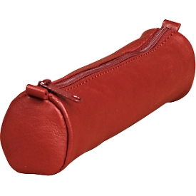 CLAIREFONTAINE Schlampermäppchen Age Bag, Ø 4 x L 18,5 cm, Echtleder, Reissverschluss, rund, rot