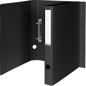 Classeur à anneaux Biella Viria®, pour DIN A4, jusqu'à 150 feuilles, 2 anneaux Ø 25 mm, avec trou de préhension, L 255 x l 31 x H 320 mm, carton, noir