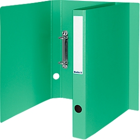 Classeur à anneaux Biella Viria®, pour DIN A4, jusqu'à 150 feuilles, 2 anneaux Ø 25 mm, avec trou de préhension, L 255 x l 31 x H 320 mm, carton, vert clair