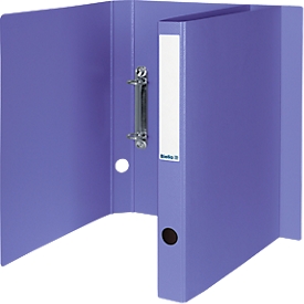 Classeur à anneaux Biella Viria®, pour DIN A4, jusqu'à 150 feuilles, 2 anneaux Ø 25 mm, avec trou de préhension, L 255 x l 31 x H 320 mm, carton, violet
