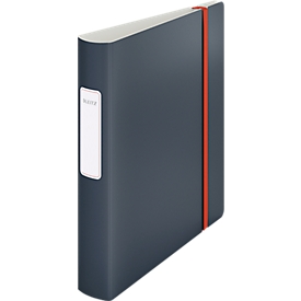 Classeur à levier 180° Active Cosy Leitz®, A4, largeur de dos 65 mm, mécanisme à levier 180°, étiquette de dos collée et bande élastique, gris