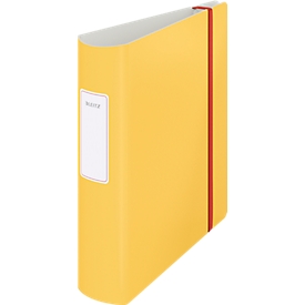 Classeur à levier 180° Active Cosy Leitz®, A4, largeur du dos 82 mm, mécanisme d'arc à levier 180°, étiquette de dos collée et bande élastique, jaune
