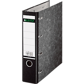 Classeur à levier double mécanisme 1092 LEITZ®, effet marbré noir, A4, 75 mm, effet marbré noir