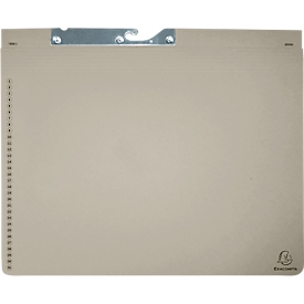 Classeur à levier Exacompta, pour 2 agrafages à gauche ou à droite, plié, poche extensible, carton recyclé, gris, 25 pièces