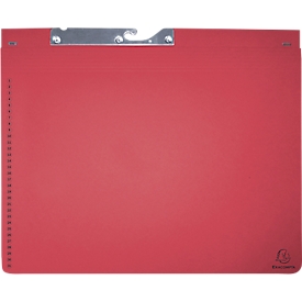 Classeur à levier Exacompta, pour 2 agrafages à gauche ou à droite, plié, poche extensible, carton recyclé, rouge, 25 pièces
