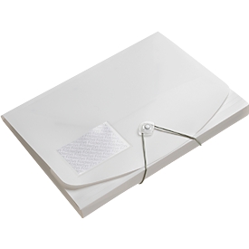 Classeur à levier FolderSys JUMBO, A4, L 240 x H 320 mm, 3 rabats intérieurs &amp; fermeture élastique, polypropylène, épaisseur 0,42 mm, blanc, 10 pièces