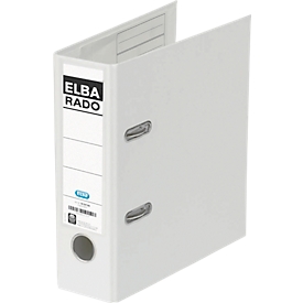 Classeur à levier rado plast ELBA, A5 portrait, largeur du dos 75 mm, Carton PVC, blanc