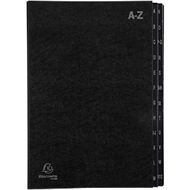 Classeur de bureau Exacompta 57024E, format A4, 24 compartiments, onglets A-Z, L 250 x H 330 mm, Ange Bleu, carton recyclé, noir