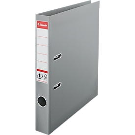 Classeur Esselte® No. 1, A4, largeur de dos 50 mm, pour env. 350 feuilles, mécanisme à levier, étiquette de dos, trou de poignée &amp; fentes d'économie d'espace, FSC®-carton, gris
