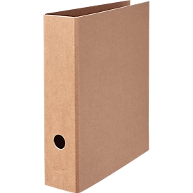 Classeur Falken PURE Nature, format A4, largeur de dos 80 mm, pour env. 600 feuilles, mécanisme à levier, trou de poignée &amp; fentes d'économie d'espace, carton, brun