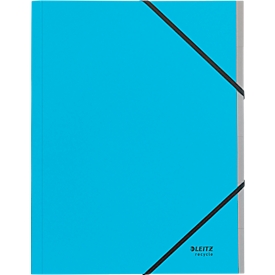 Classeur Leitz® Recycle, format A4, 6 compartiments avec onglets vierges, table des matières, fermeture par élastique, carton, bleu