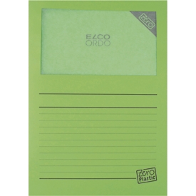 Classeur Ordo Zero vert intense, fenêtre en papier cristal au lieu de film plastique, Zero Plastic, format A4 homogène, lot de 100 