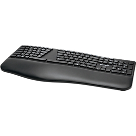 Clavier Kensington Pro Fit® Ergo, design ergonomique, sans fil, repose-poignets, Windows &amp; Mac, L 216 x P 436 x H 38 mm noir