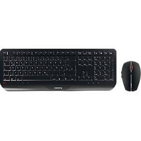 Clavier sans fil avec souris CHERRY GENTIX DESKTOP, ergonomique, clavier QWERTY, souris 6 boutons, molette de défilement, 1000/2000 dpi, jusqu'à 10 m, récepteur USB