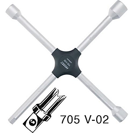 Clé en croix 705V-02 17 x 19 x 22 x 12,5 mm (1/2 pouce, carré) L 380 mm x l 380 mm