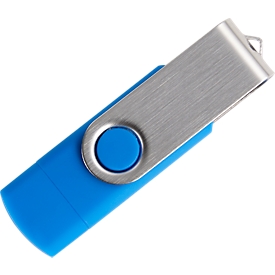 Clé USB C5, avec 1 x USB 3.0 et 1 x USB type-C, jusqu'à 4,8 Go/s, duplexable, capacité de stockage 16 Go, bleu