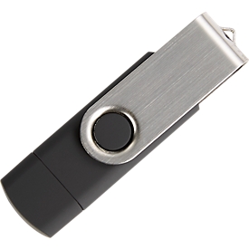 Clé USB C5, avec 1 x USB 3.0 et 1 x USB type-C, jusqu'à 4,8 Go/s, duplexable, capacité de stockage 16 Go, noir
