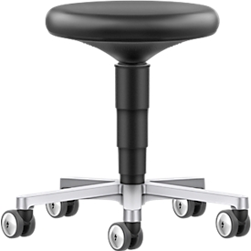 Cleanroom stool Bimos, cleanroom class 3, height adjustable, ESD compliant, double castors, imitation leather