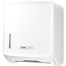 Clear+ by CWS Falthandtuchspender PureLine, bis 300 Tücher, Füllstandsanzeige, ohne Schloss, ABS-Kunststoff, weiss
