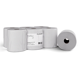 Clear+ by CWS Handtuchrolle, 2-lagig, Zellstoff, weiss, 6 Rollen mit jeweils L 220 m