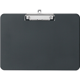 Clipboard, A4, clamping width 8 mm, clip on long side, can be hung up, recycled plastic, black