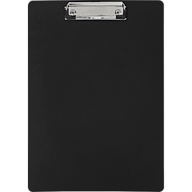 Clipboard, A4, clamping width 8 mm, clip on the short side, unbreakable, polypropylene, black