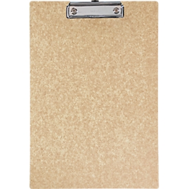 Clipboard Maul MAULbalance, A4 portrait format, clamping width 8 mm, customizable, hangable, L 325 x W 225 x H 14 mm, cardboard, recyclable, brown
