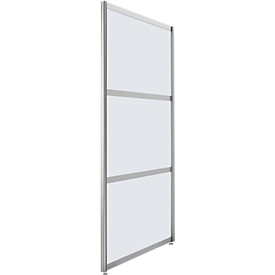 Cloison de séparation haute,en 3 parties, L 1000 x H 1980 mm, verre ESG transparent