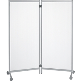Cloison de séparation mobile - 2 parties - aluminium - l. 760 x P 440 x H 1700 mm par élément - semi-transparent