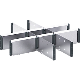 Cloisons bott verso, pour tiroirs, pour hauteur de façade 100/125 mm, L 525 x P 550 x H 77 mm, tôle d'acier