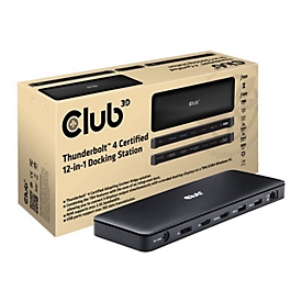 Club 3D 12-in-1 - Dockingstation - für Desktop, Laptop - USB-C / USB4 / Thunderbolt 3 / Thunderbolt 4 - 2 x HDMI, DP, Thunderbolt 4 - 2.5GbE