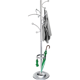 Coat rack Unikum, 4 double curved arms, 8 hooks, height 1800 mm