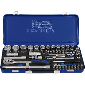 Coffre de douilles Xi-on, 1/4" + 1/2", 54 p.