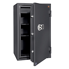 Coffre-fort FRS 93, résistance au feu LFS 60P selon EN 15659, niveau de sécurité S 2, serrure électronique, 2 étagères &amp; 1 tiroir extractible, L 565 x P 450 x H 972 mm, gris graphite RAL 7024