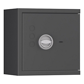 Coffre-fort Lyra 1, classe de résistance 0 selon EN 1143-1, volume 16 l l, charnières à droite, serrure à double panneton avec 2 clés, 1 tablette, y compris matériel d'ancrage, L 400 x P 270 x H 405 mm, gris graphite RAL 7024
