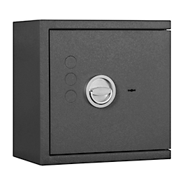 Coffre-fort Lyra 1, classe de résistance I selon EN 1143-1, volume 16 l, porte à charnières à droite, serrure à double panneton avec 2 clés, 1 tablette, y compris matériel d'ancrage, L 400 x P 270 x H 405 mm, gris graphite RAL 7024