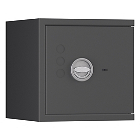 Coffre-fort Lyra 2, classe de résistance 0 selon EN 1143-1, volume 31 l, porte à charnières à droite, serrure à double panneton avec 2 clés, 1 tablette, y compris matériel d'ancrage, L 400 x P 420 x H 405 mm, gris graphite RAL 7024