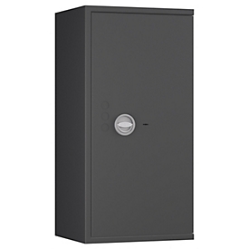 Coffre-fort Lyra 7, classe de résistance 0 selon EN 1143-1, volume 118 l, porte à charnières à droite, serrure à double panneton avec 2 clés, 2 étagères, y compris matériel d'ancrage, L 500 x P 420 x H 1020 mm, gris graphite RAL 7024