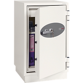 Coffret de protection incendie FS 0442, serrure à clé, L 520 x P 520 x H 820 mm, acier, blanc signalisation RAL 9003