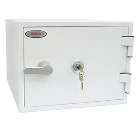 Coffret de protection incendie FS 1281 K, avec serrure à clé, acier, blanc signalisation RAL 9003