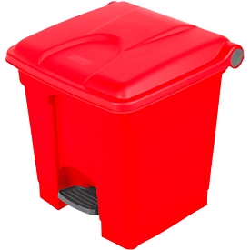 Colector de residuos con pedal de polietileno 30 l, rojo