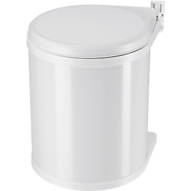 Colector de residuos Hailo Compact-Box M, 15 l, redondo, tapa giratoria/inclinable, chapa de acero, blanco