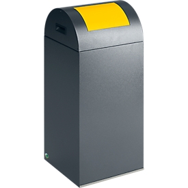 Colector de residuos reciclables autoextinguible 55R, plata antigua/amarillo