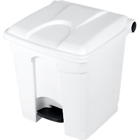 Collecteur de déchets à pédale en polyéthylène 30 L, blanc